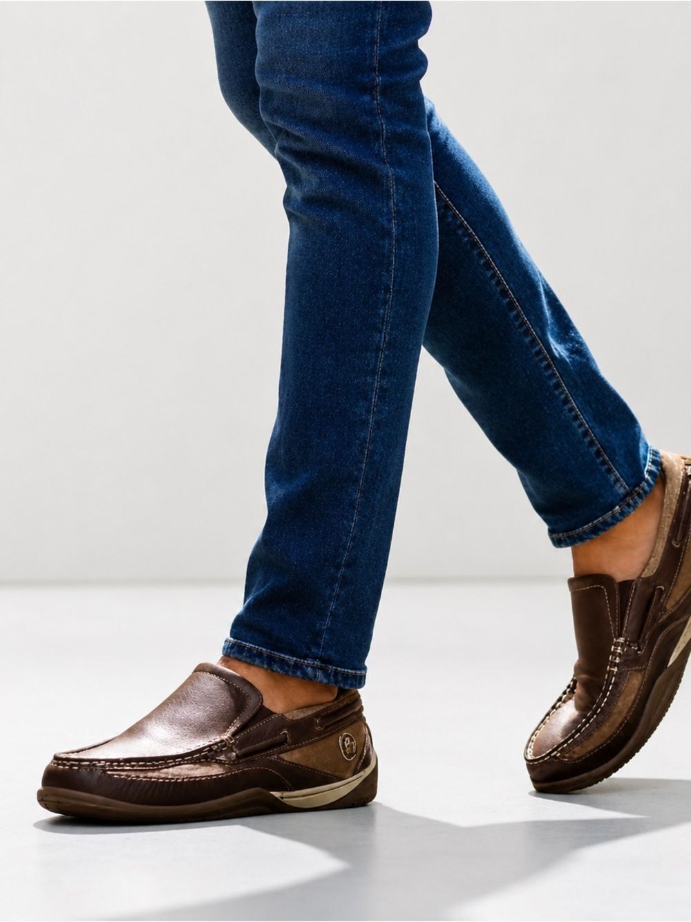 Margaritaville Men's Dark Brown Leather Slip-On Loafers